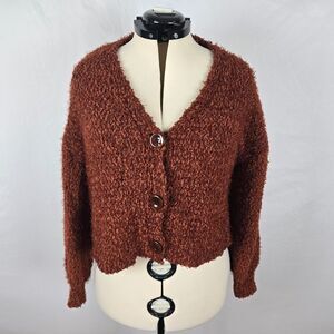 Shein Cardigan Women's One Size (large) Copper Button Closure Long Sleeve V-Neck